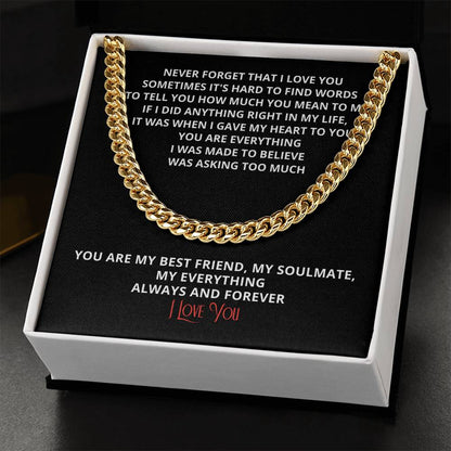 To Boyfriend For My Husband Son Birthday Grandson Gift Gold Silver Cuban Chain Anniversary Just Because Christmas Stoc Cuban Link Chain