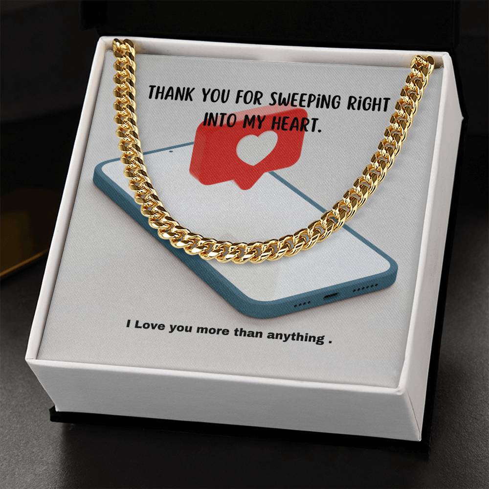 Swipe Right ! You Bet! A Masculine Cuban Chain For Your Sweetie! Cuban Link Chain