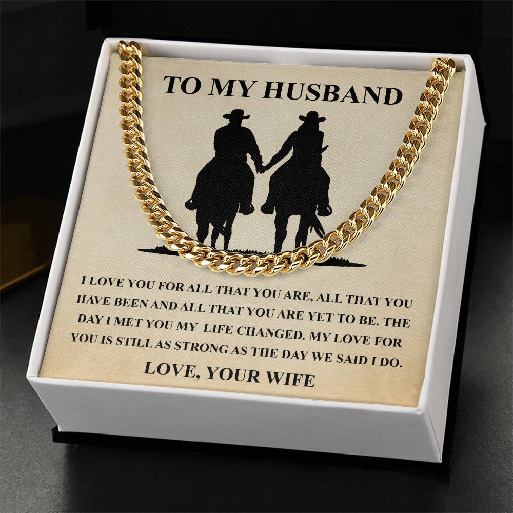 Husband Fathers Day Gift Silver Cuban Link Chain For Men Husband Birthday Gift Anniversary Gift For Horse Lover Cowboy