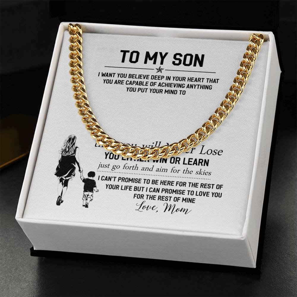 To My Son Cuban Link Chain Necklace