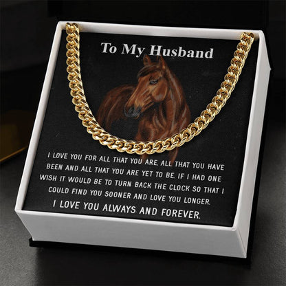 Husband Fathers Day Gift Silver Cuban Link Chain For Men Husband Birthday Gift Anniversary Gift For Horse Lover Cowboy