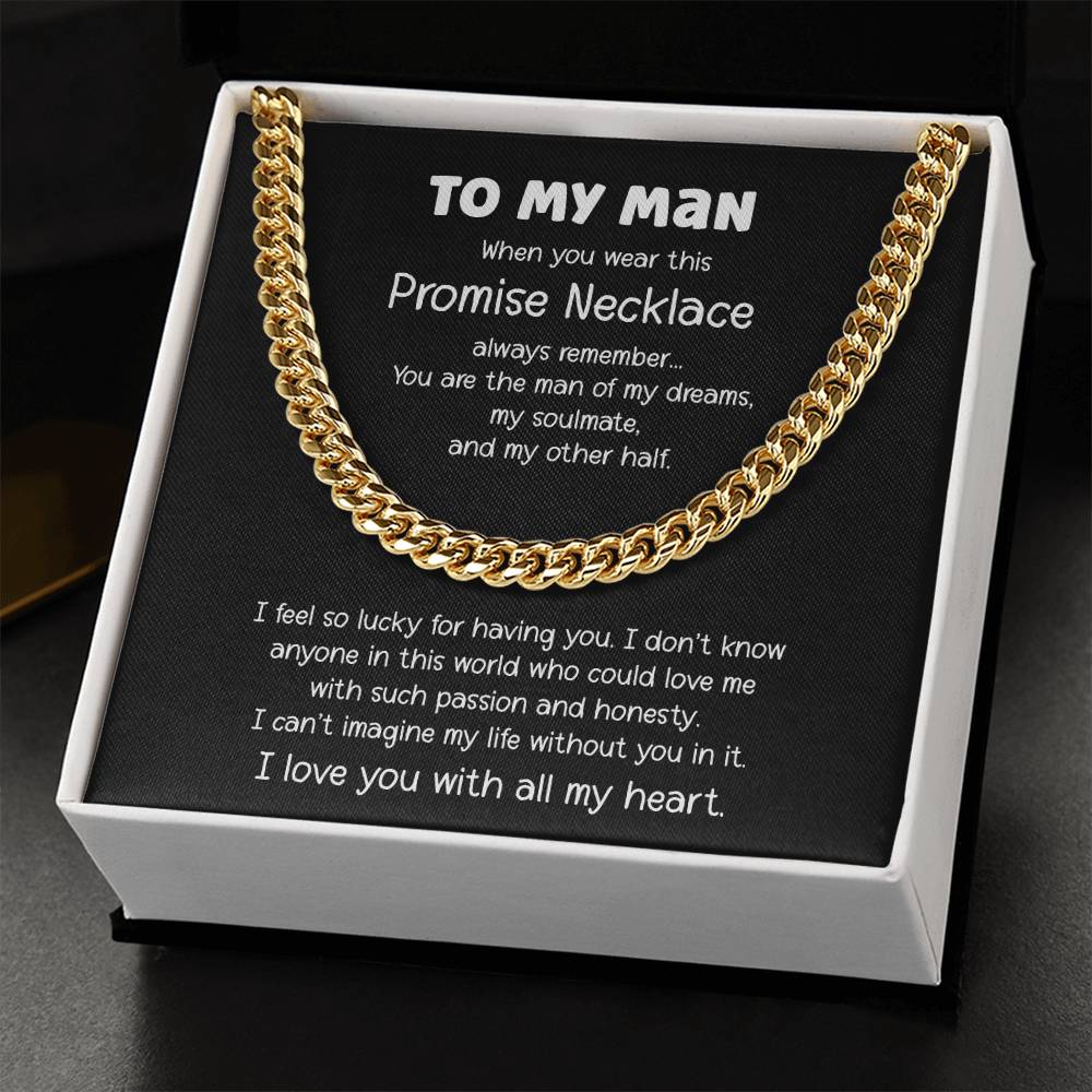 Promise Necklace For Him Gift From Girlfriend For Valentines Day Anniversary Birthday Cuban Link Chain