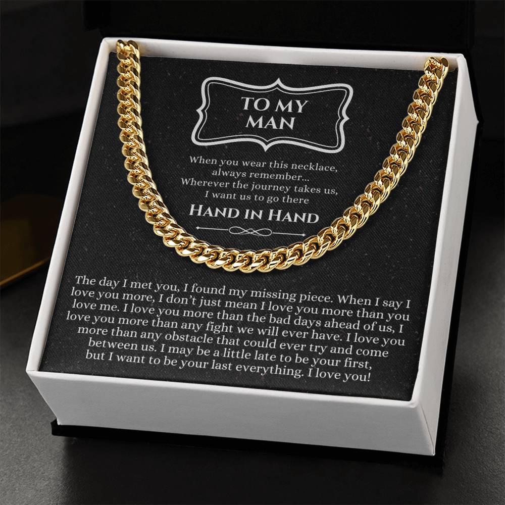 Valentines Day Gift For Him Chain Necklace Gift For Him Promise Necklace Gift To My Man Birthday Gift For Boyfriend An Cuban Link Chain