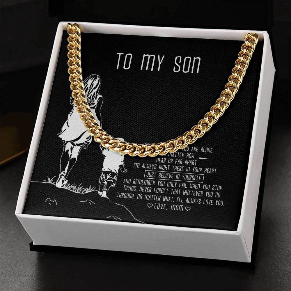 To My Son Cuban Link Chain Necklace