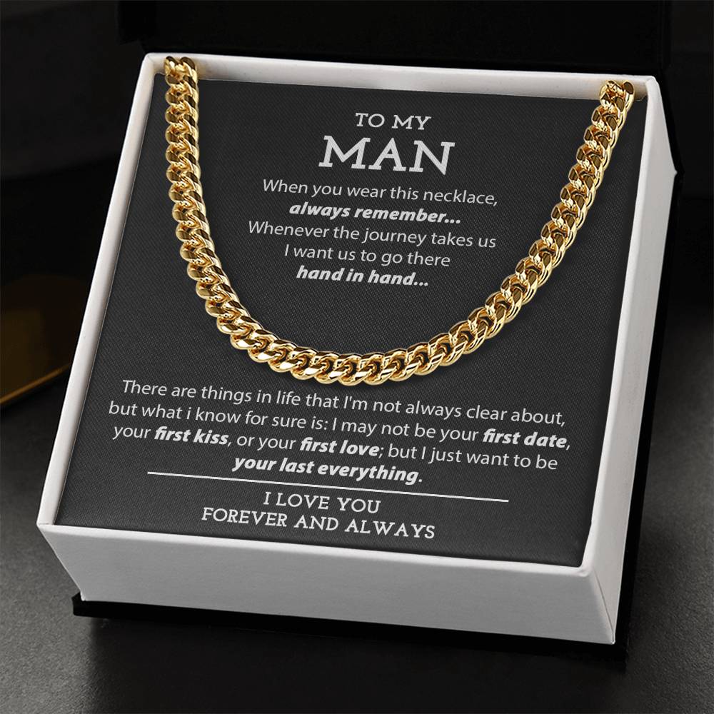 To My Man Necklace Promise Necklace For Him Anniversary Gift For Boyfriend Husband Cuban Link Chain