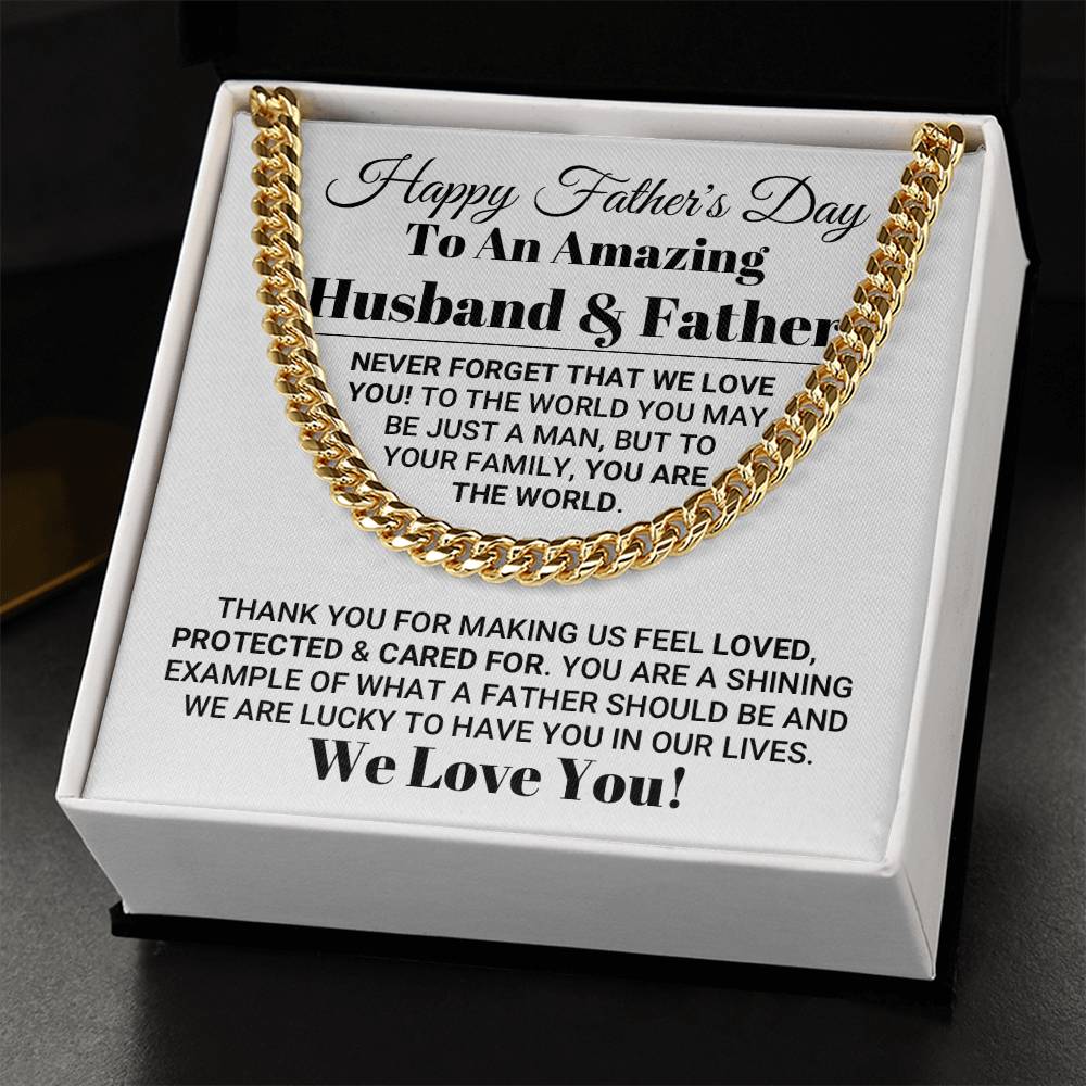 Our World Father's Day Necklace Cuban Link Chain