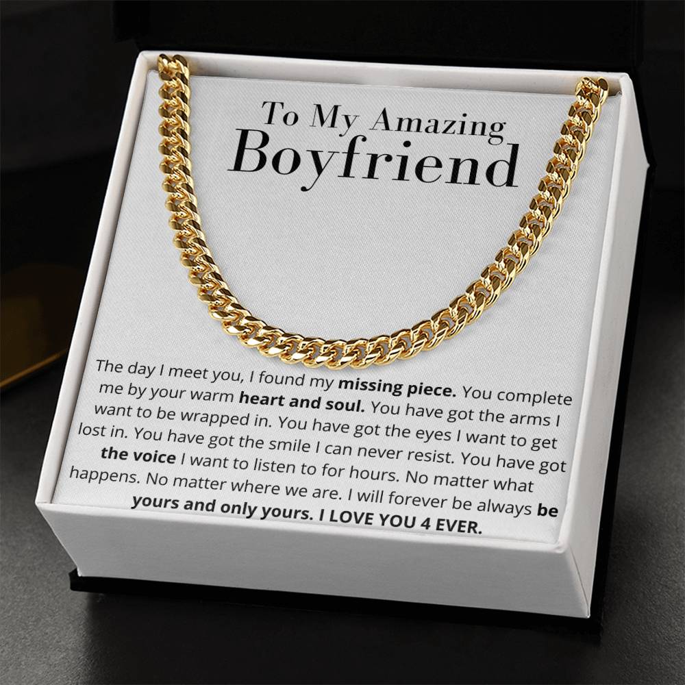 To My Amazing Boyfriend Necklace Gift From Girlfriend Anniversary Necklace Boyfriend Birthday Gift Christmas Gift Cuban Link Chain