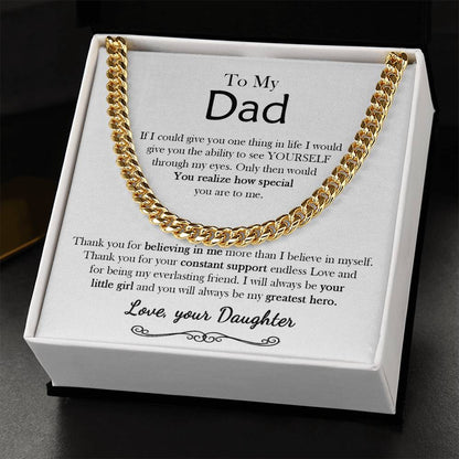 To My Dad Chain Necklace Personalized Gift For Dad From Daughter Birthday Gift For Dad Father's Day Gift Cuban Link Chain