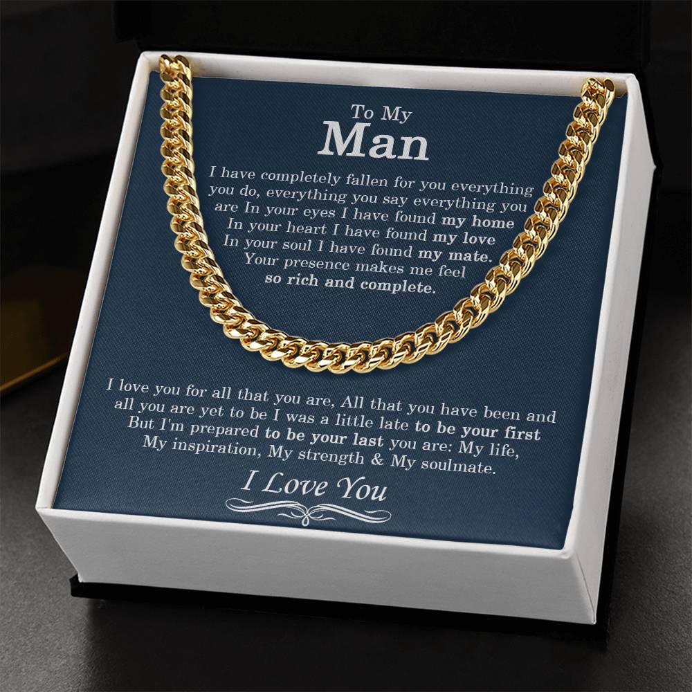 To My Man Chain Necklace Men Chain Necklace Sentimental Gift For Husband Boyfriend Anniversary Gift Valentine Gift Cuban Link Chain