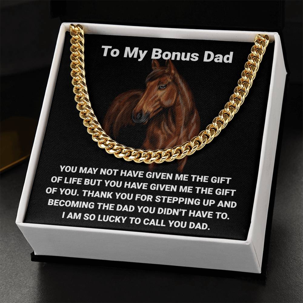 Step Dad Gift From Step Daughter Bonus Dad Gift From Bonus Son Fathers Day Horse Lover Gift For Stepped Up Dad Cuban Link Chain