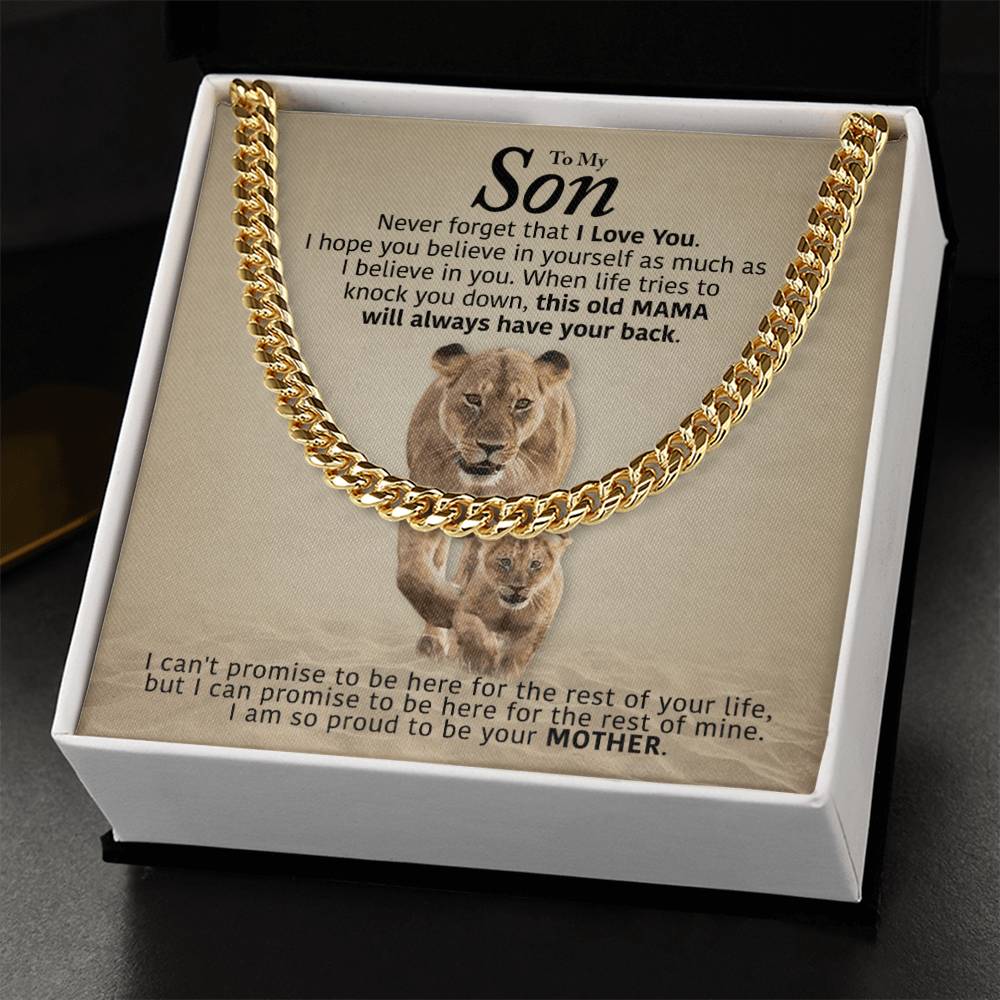My Son - Will Always Have Your Back  Cuban Link Chain Necklace