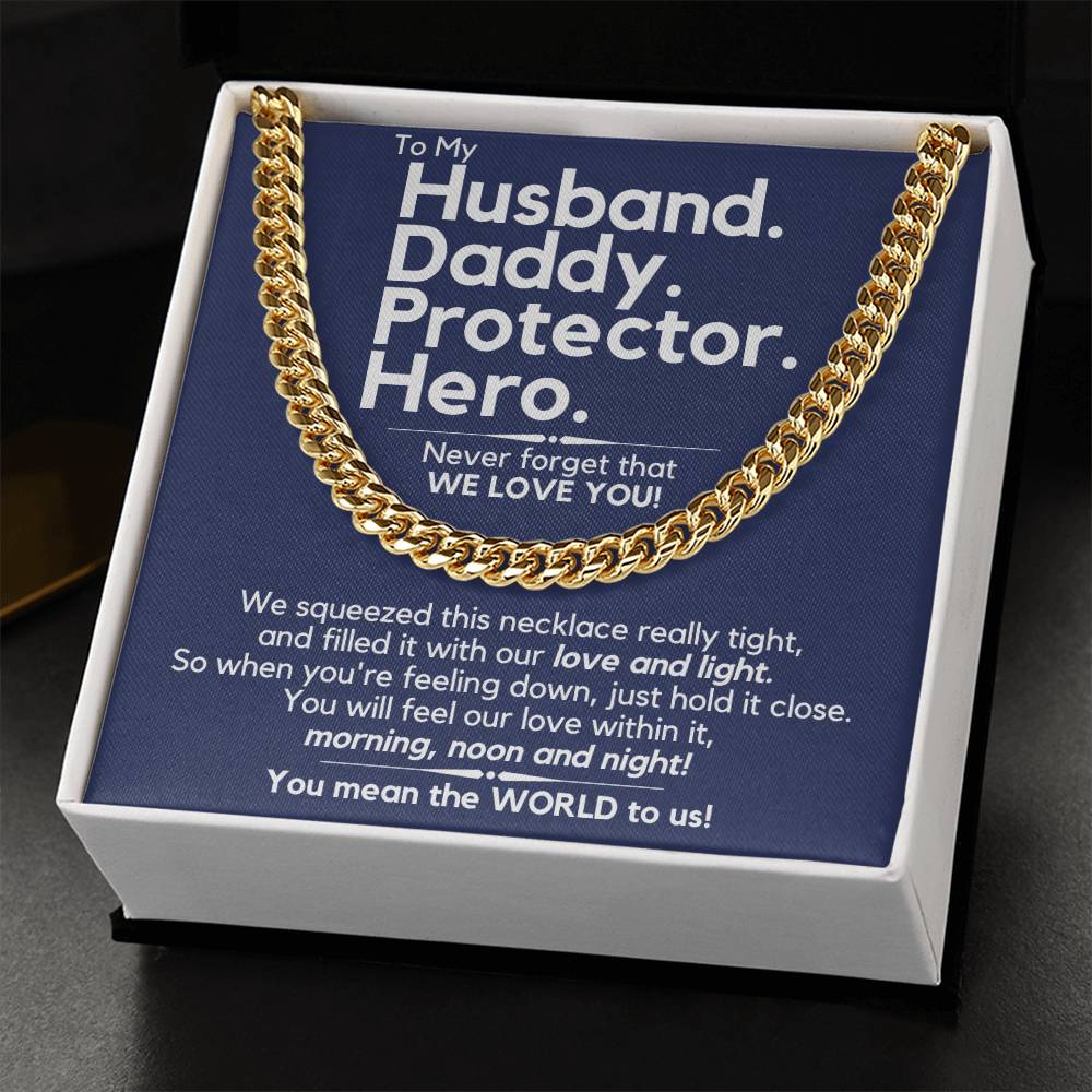 Husbanddaddy - We Love You - Gift Necklace From Family Cuban Link Chain