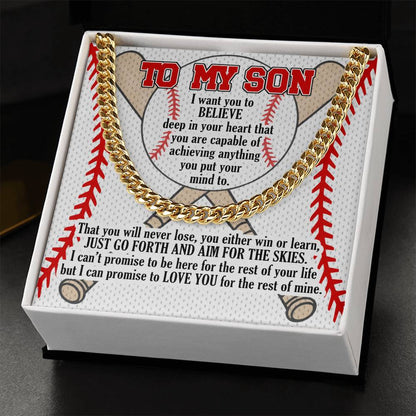 A Gift For Son Link Chain Necklace - Aim For The Skies Cuban Link Chain