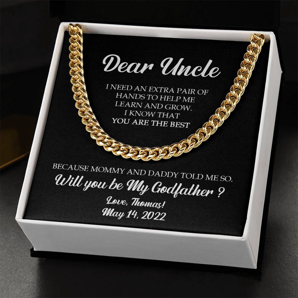 Godfather Proposal Gift Will You Be My Godfather Personalized Godfather Necklace Godfather Request Cuban Link Chain