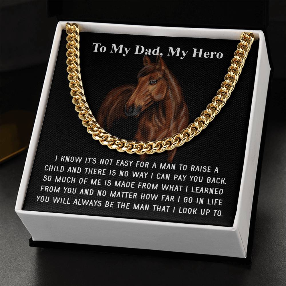 Gifts For Dad From Daughter Fathers Day Gift From Son Silver Cuban Link Chain Dad Birthday Gift For Horse Lover Father