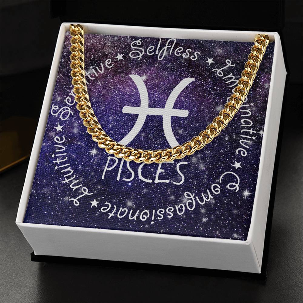 Cuban Link Chain Necklace - Pisces Theme