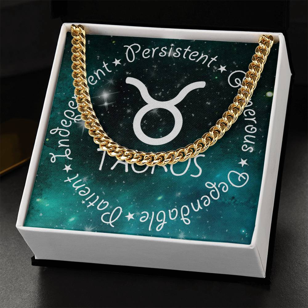 Cuban Link Chain Necklace - Taurus Theme
