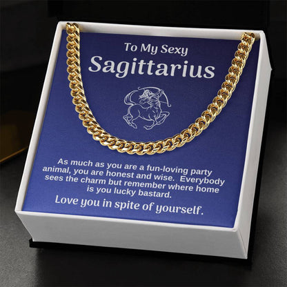 My Sexy Sagittarius Cuban Chain Link Necklace Gift From Wife Cuban Link Chain