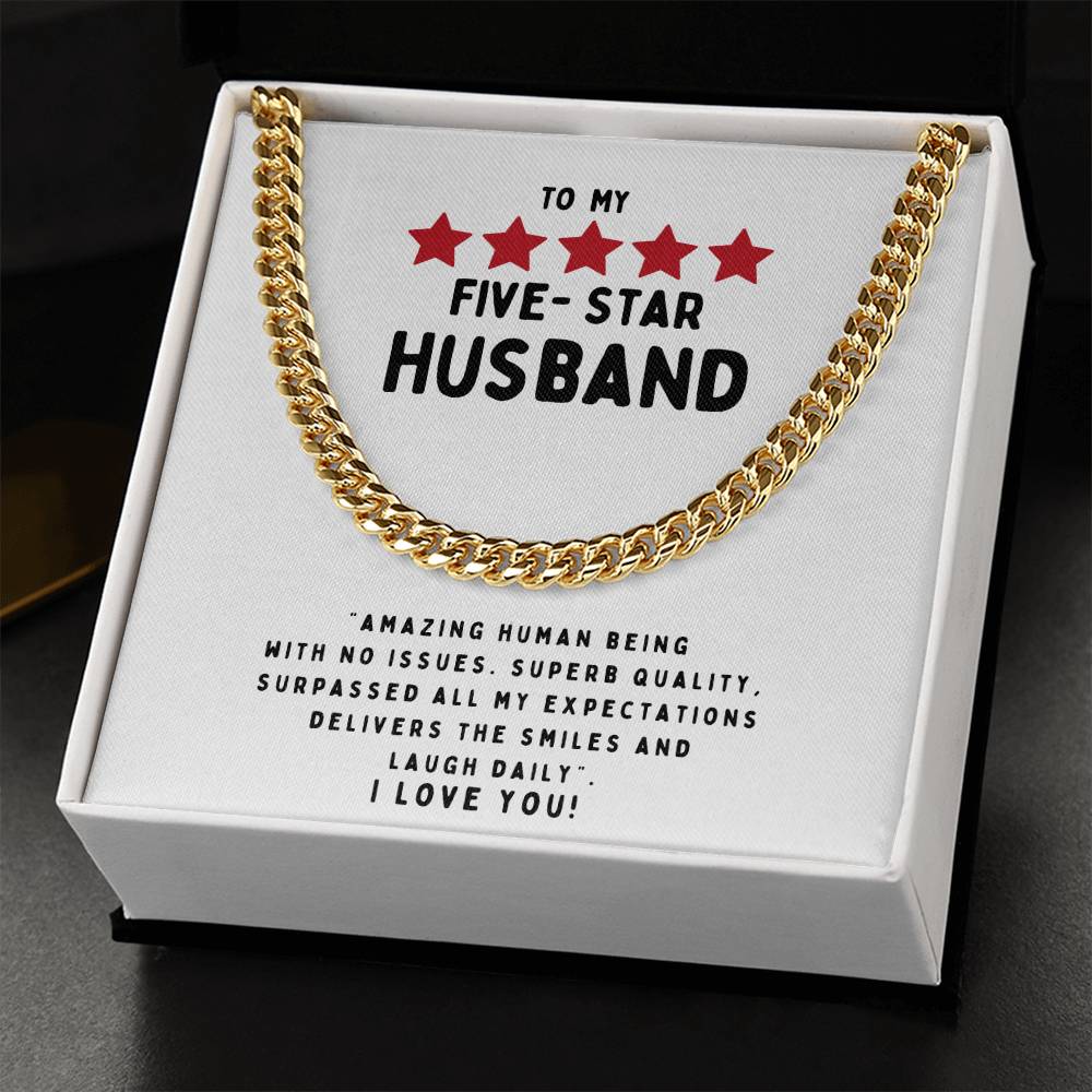 To My Five Star Husband Necklace Cuban Link Chain