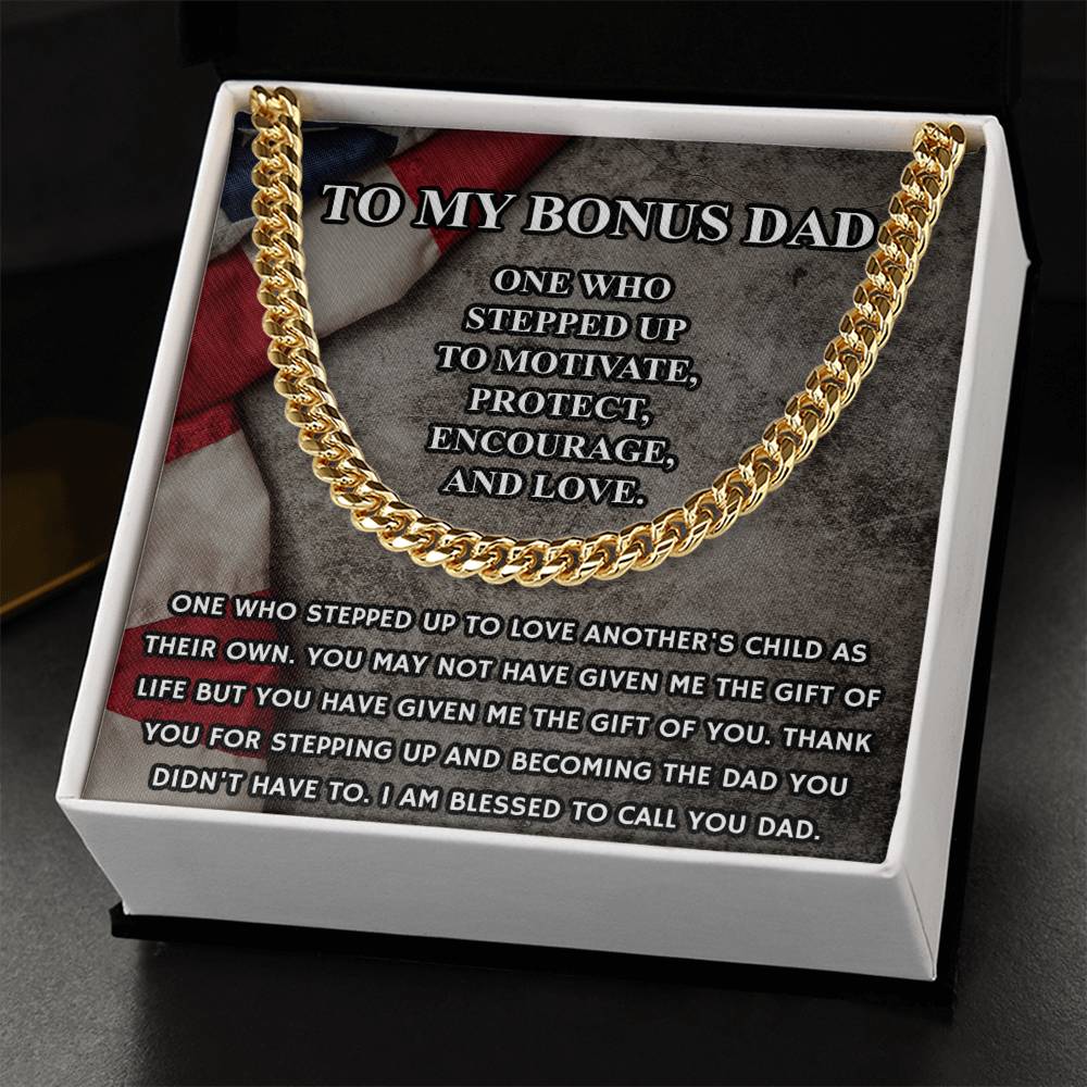 Step Dad Gift From Step Daughter Bonus Dad Gift From Bonus Son Fathers Day Sentimental Military Gift For Stepped Up Da Cuban Link Chain