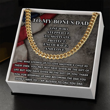 Step Dad Gift From Step Daughter Bonus Dad Gift From Bonus Son Fathers Day Sentimental Military Gift For Stepped Up Da Cuban Link Chain
