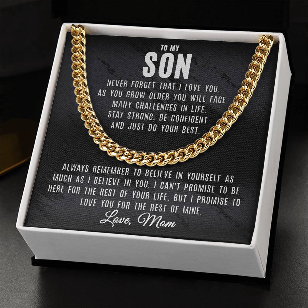 To My Son - Believe In Yourself - Cuban Link Chain Necklace