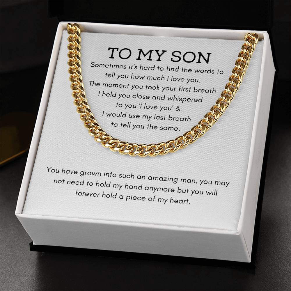 To My Son Christmas Gift For Son From Mom Dad To Son Gift Stocking Stuffers For Teenage Boys Son Necklace From Mom & D Cuban Link Chain