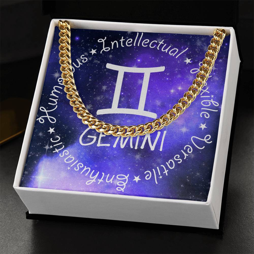 Cuban Link Chain Necklace - Gemini Theme