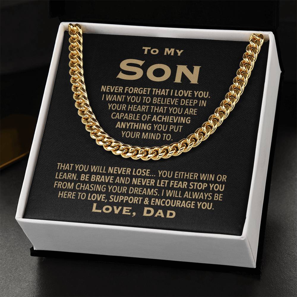 To My Son Love Dad Chain Necklace Cuban Link Chain