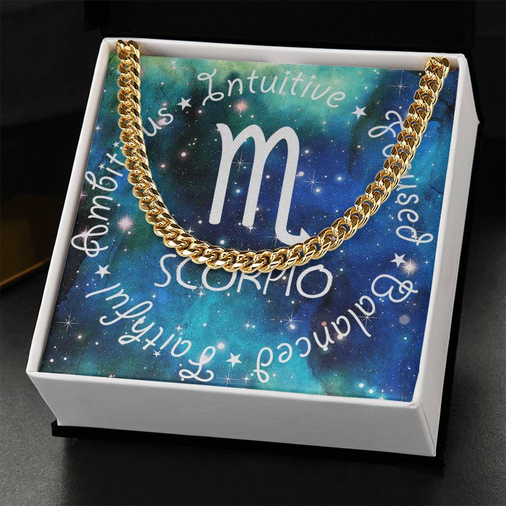 Cuban Link Chain Necklace - Scorpio Theme
