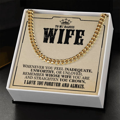 To My Badass Wife - Remember Whose Wife You Are - Cuban Link Chain Necklace