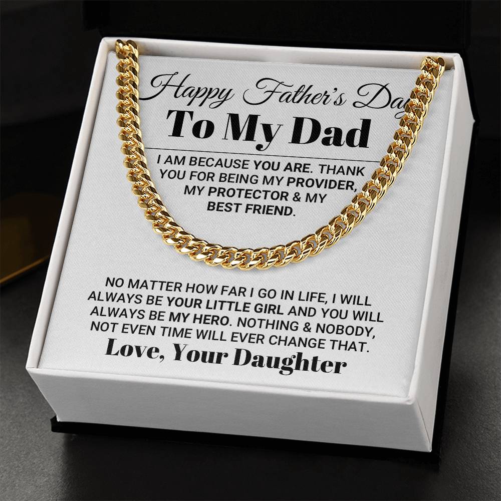 My Dad My Hero Father's Day Necklace Cuban Link Chain