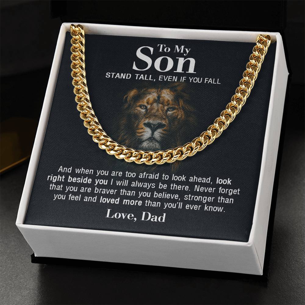 To My Son - Stand Tall From Dad  Cuban Link Chain Necklace