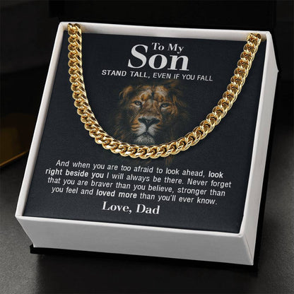 To My Son - Stand Tall From Dad  Cuban Link Chain Necklace