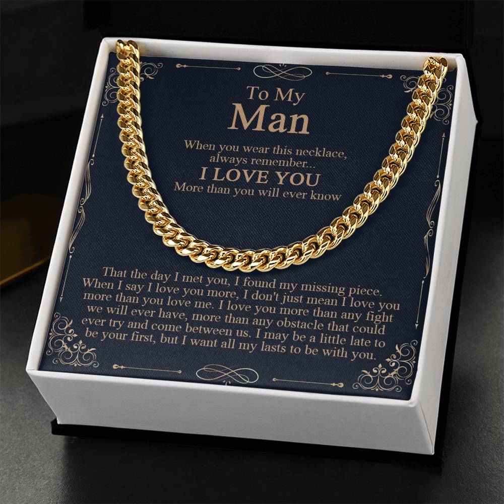 To My Man Necklace Boyfriend Cuban Chain Necklace Boyfriend Birthday Boyfriend Anniversary Romantic Gift For Boyfriend Cuban Link Chain