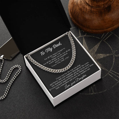 To My Dad Cuban Chain Necklace Gift For Dad From Daughter Father's Day Gift Dad Birthday Present Cuban Link Chain