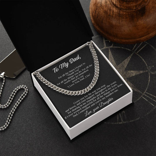 To My Dad Cuban Chain Necklace Gift For Dad From Daughter Father's Day Gift Dad Birthday Present Cuban Link Chain