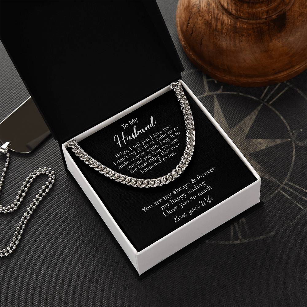 To My Husband Necklace Cuban Chain Necklace For Men Husband Birthday Valentine's Day Gift Cuban Link Chain