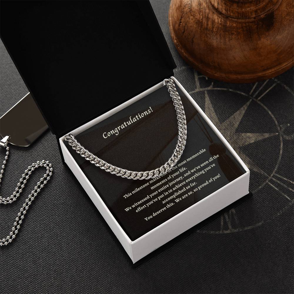 Congratulations On Your Graduation Son! Cuban Link Chain