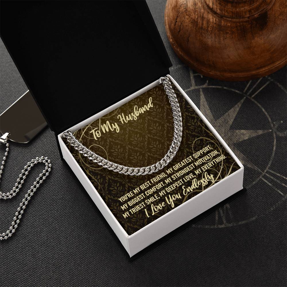 To My Husband I Love My Everything Chain Necklace Cuban Link Chain