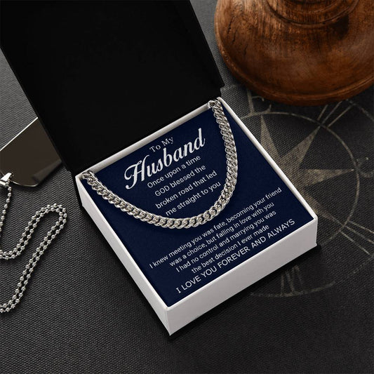 To My Husband - Love You Forever - Cuban Link Chain Necklace + Mahogany Luxury Gift Box
