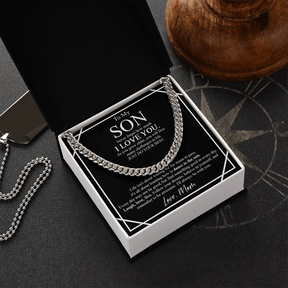 To My Son Cuban Chain Necklace - Never Forget How Much I Love You As You Grow Older Son Gift From Mom Christmas Birthd Cuban Link Chain