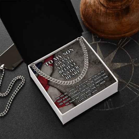 To My Son Necklace Gift For Son Son Graduation Graduate Gift Fathers Day Gift From Mom Father Son Gift Military Depoly Cuban Link Chain