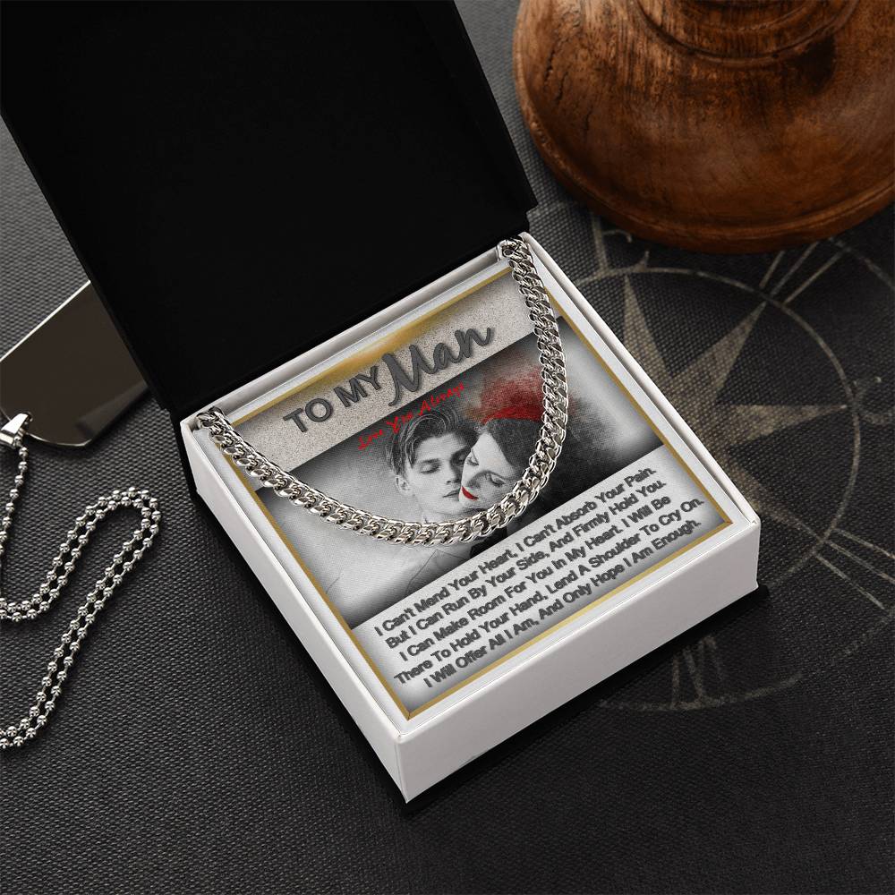 To My Man Gift For Him Romantic Birthday Gifts For Him Personalized Gift Link Chain Necklace Jewelry For Anniversary Cuban Link Chain