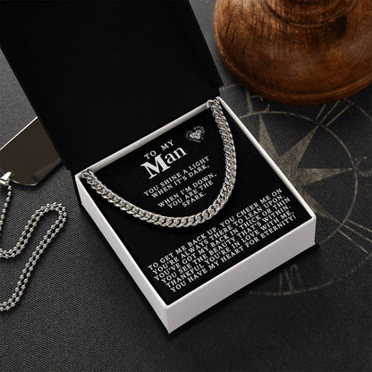 To My Man For Eternity Chain Link Necklace Cuban Link Chain