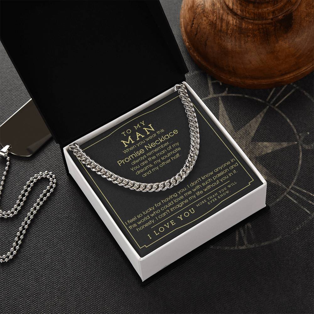 To My Man Chain Necklace Promise Necklace For Him Gift From Girlfriend For Anniversary Birthday Christmas Cuban Link C Cuban Link Chain