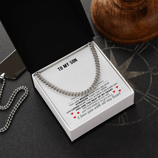 The Energy Of My Soul I Love You With All My Heart Gift For Son Cuban Link Chain Necklace