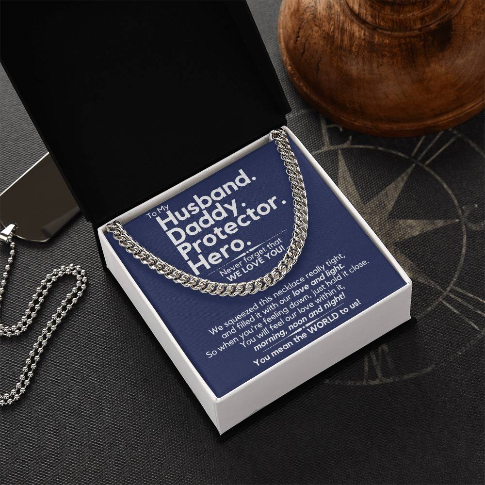 Husbanddaddy - We Love You - Gift Necklace From Family Cuban Link Chain