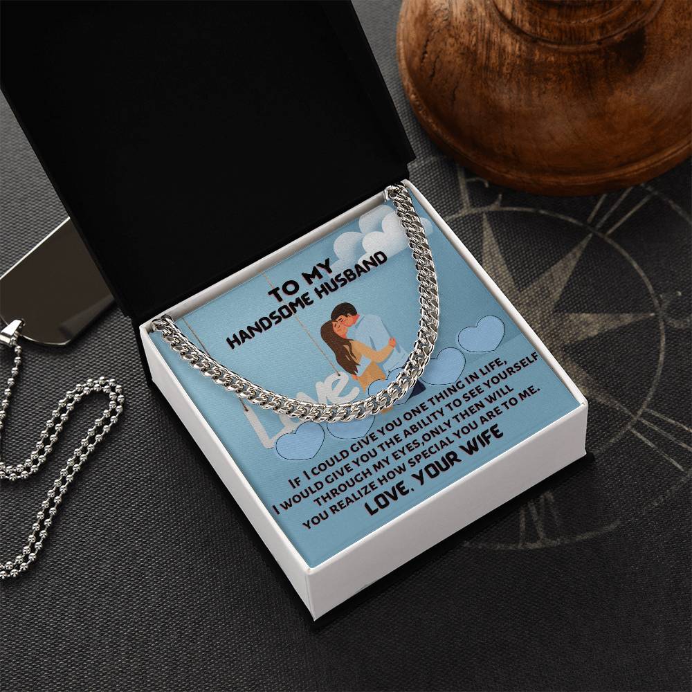 To My Dear Handsome Husband Cuban Link Chain