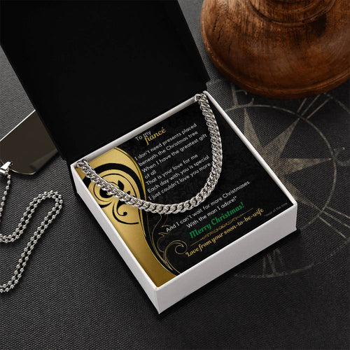 To My Fiancé Christmas Cuban Link Chain Necklace